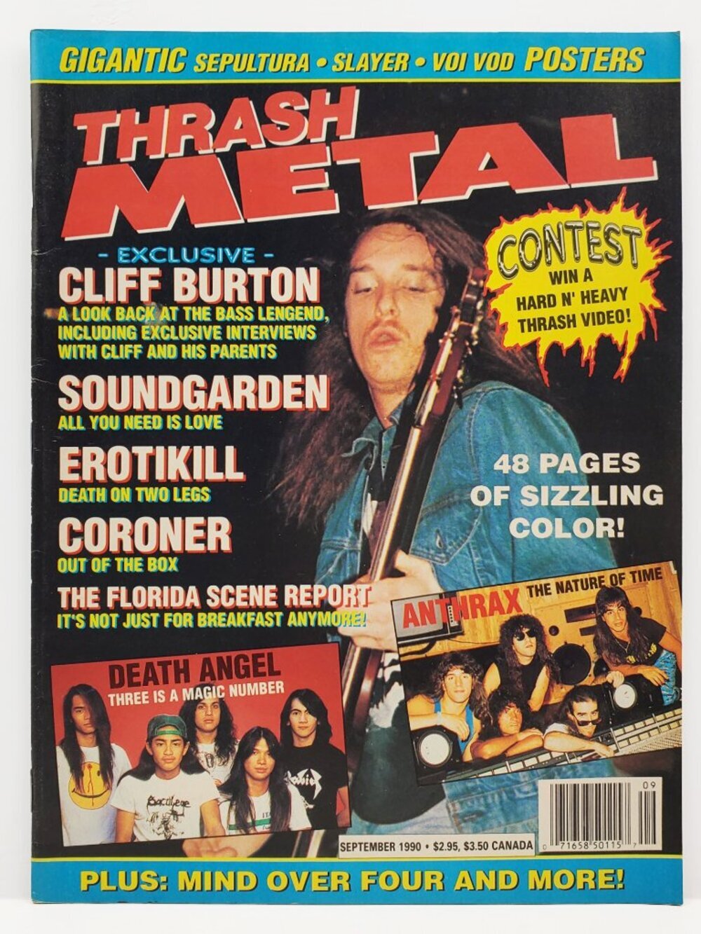 Thrash Metal Magazine Vintage 1990 Cliff Burton Soundgarden Anthrax + Posters